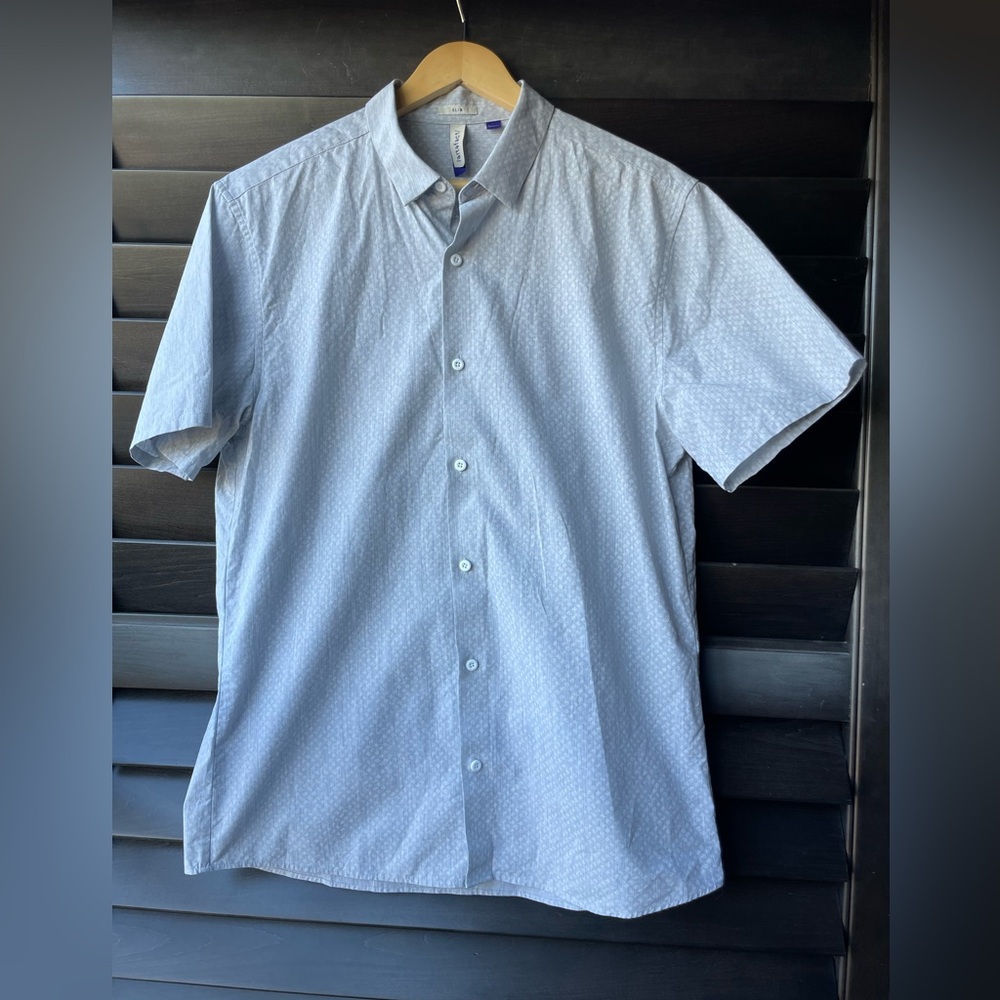 Artefact Grey Large Slim Fit Button Up Short Sleeve Shirt